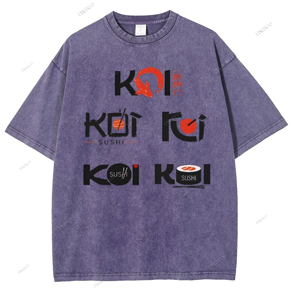 Unisex Sushi Koi Printed Washed Tee