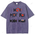 Unisex Sushi Koi Printed Washed Tee