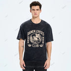 Unisex Japanese Graffiti Printed Washed Tee