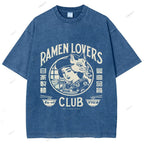 Unisex Japanese Graffiti Printed Washed Tee