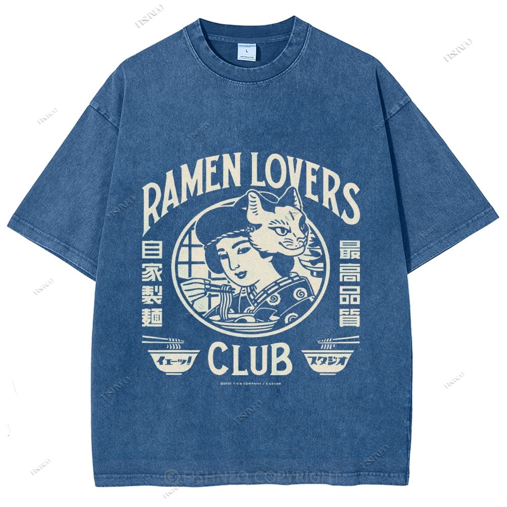 Unisex Japanese Graffiti Printed Washed Tee