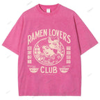 Unisex Japanese Graffiti Printed Washed Tee