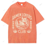 Unisex Japanese Graffiti Printed Washed Tee
