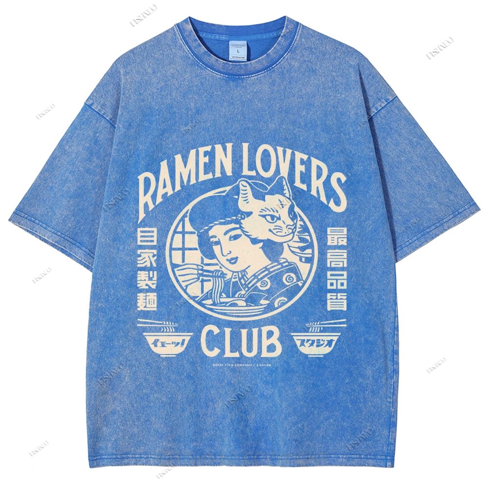 Unisex Japanese Graffiti Printed Washed Tee