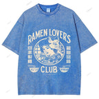 Unisex Japanese Graffiti Printed Washed Tee