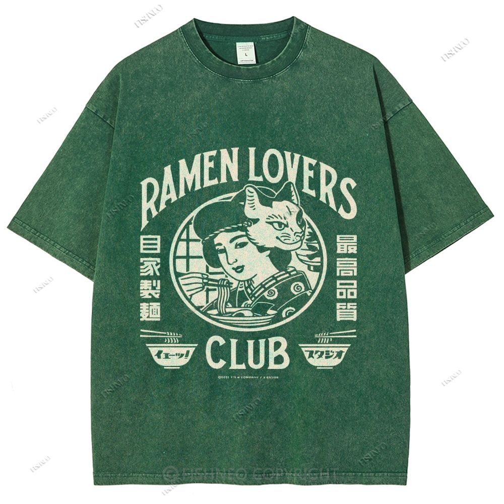 Unisex Japanese Graffiti Printed Washed Tee
