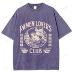 Unisex Japanese Graffiti Printed Washed Tee