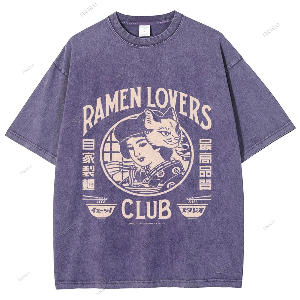 Unisex Japanese Graffiti Printed Washed Tee