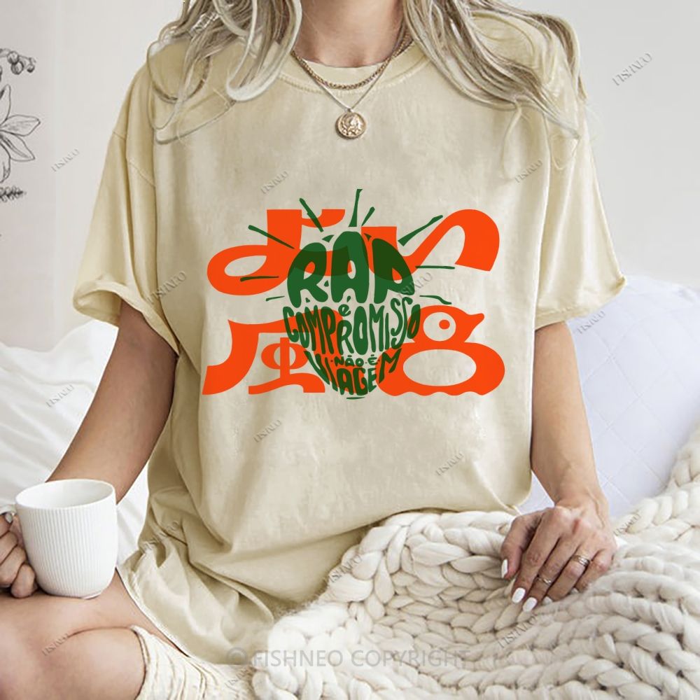 Unisex Japanese Graffiti Printed Washed Tee