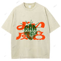 Unisex Japanese Graffiti Printed Washed Tee