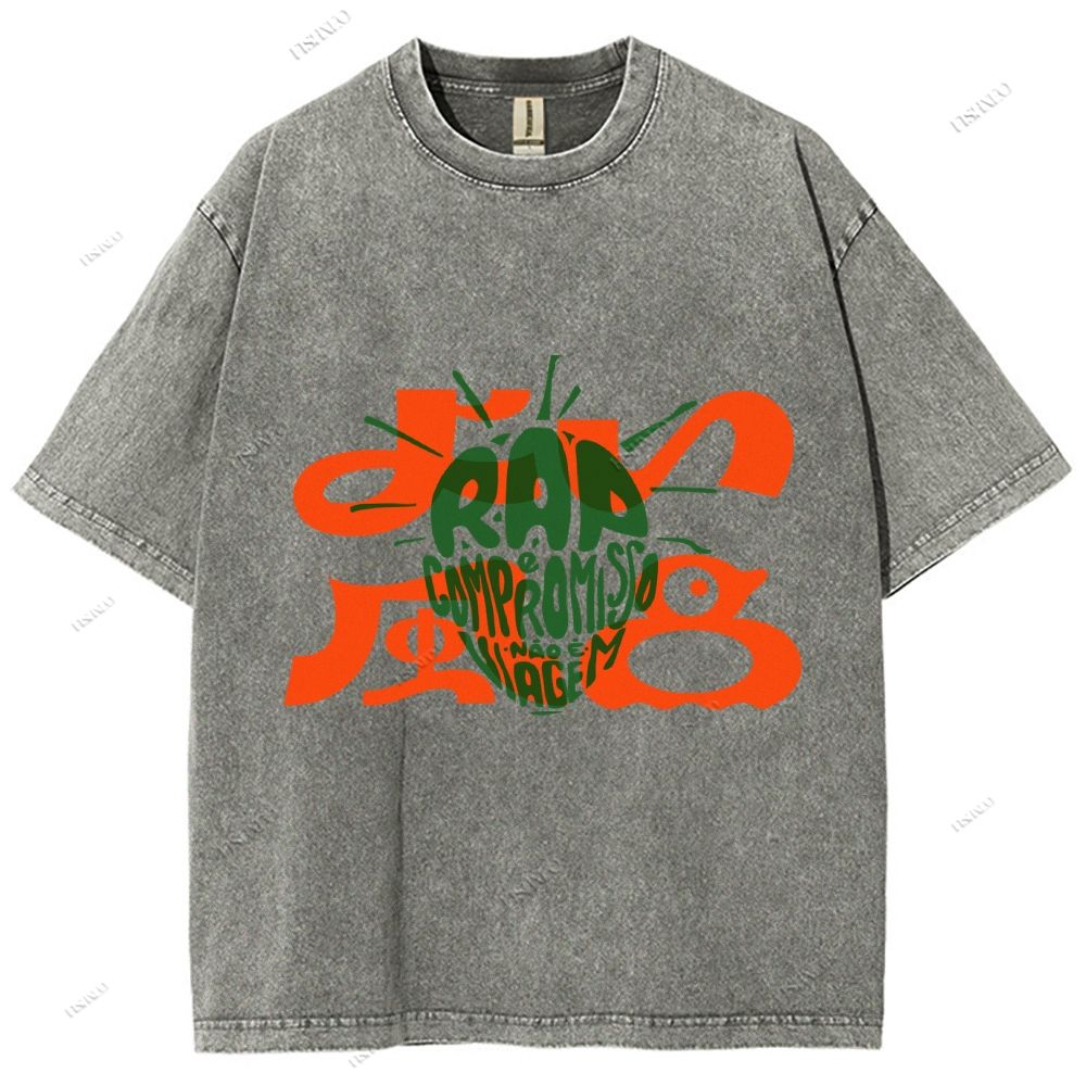 Unisex Japanese Graffiti Printed Washed Tee