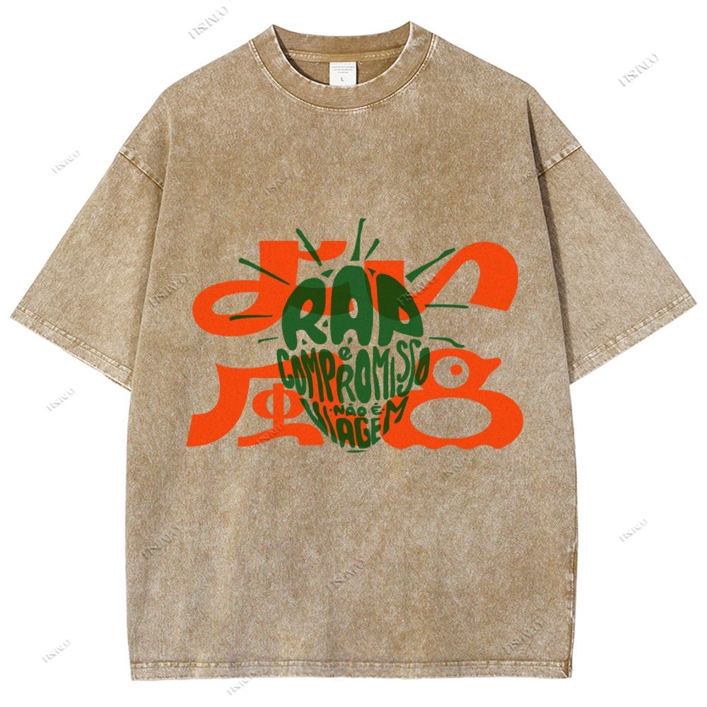 Unisex Japanese Graffiti Printed Washed Tee