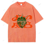 Unisex Japanese Graffiti Printed Washed Tee