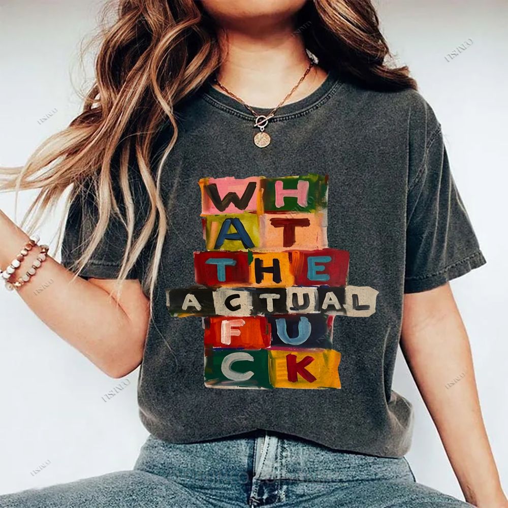 Unisex Letter Graffiti Printed Washed Tee