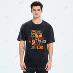 Unisex Letter Graffiti Printed Washed Tee