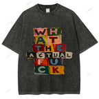 Unisex Letter Graffiti Printed Washed Tee