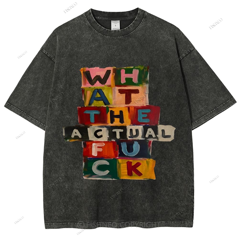 Unisex Letter Graffiti Printed Washed Tee