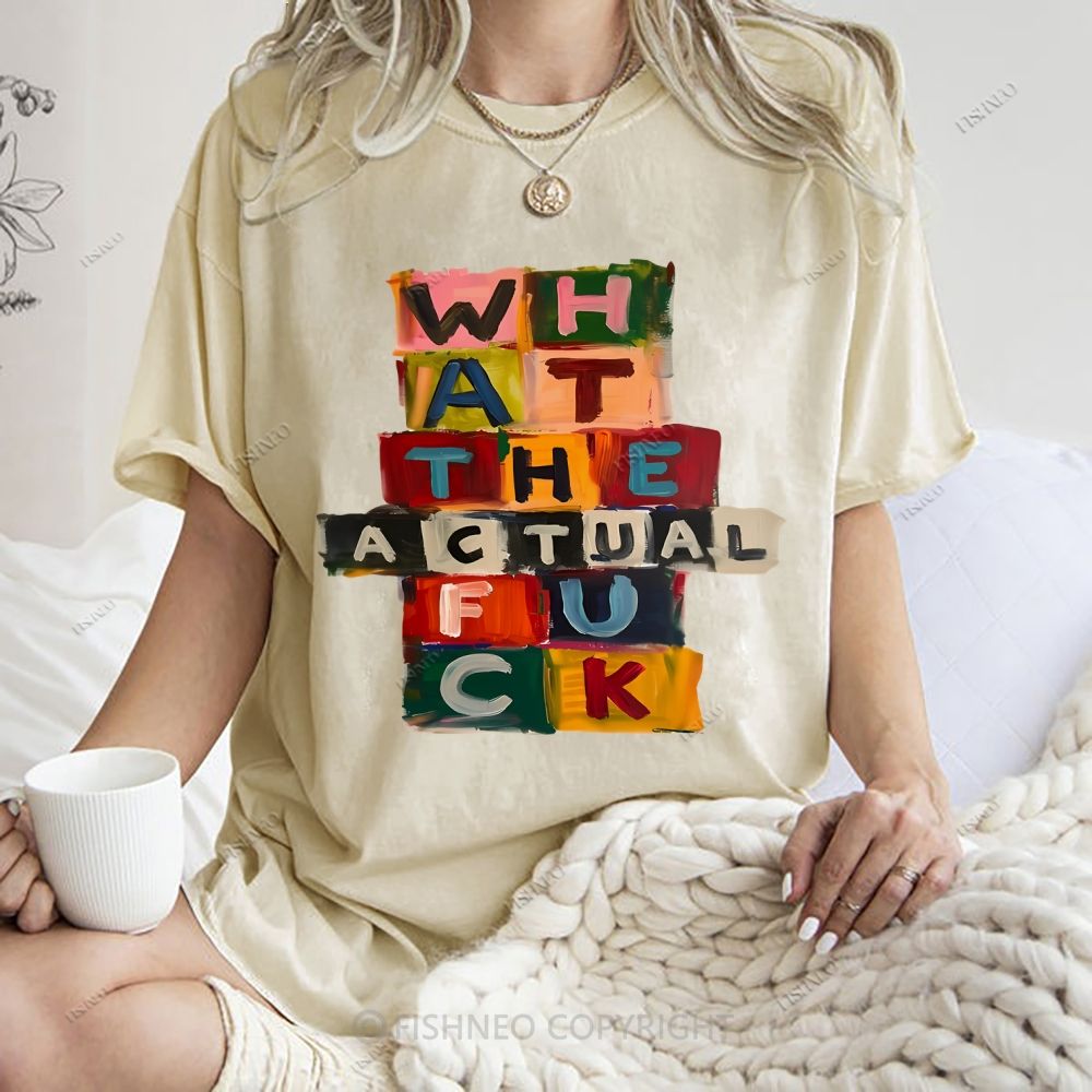 Unisex Letter Graffiti Printed Washed Tee