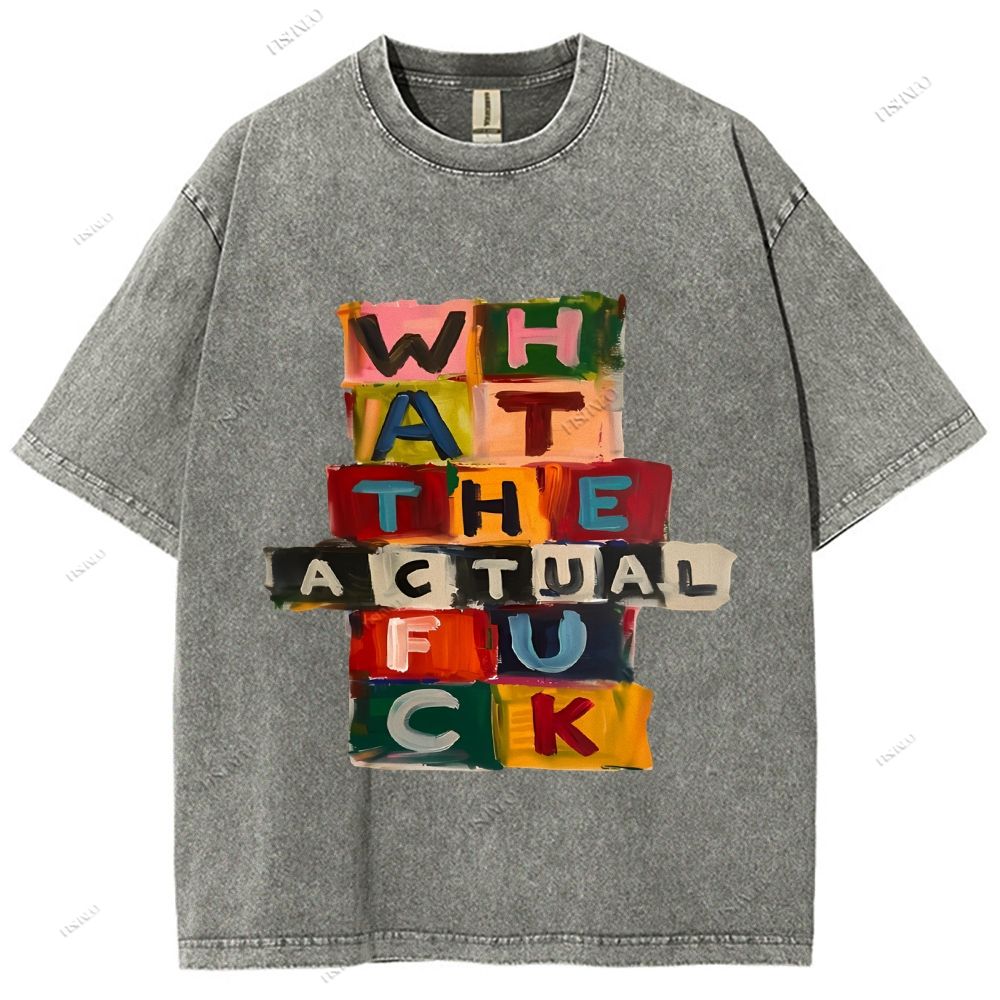Unisex Letter Graffiti Printed Washed Tee