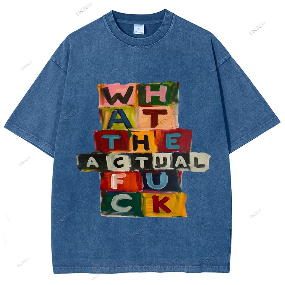 Unisex Letter Graffiti Printed Washed Tee