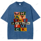 Unisex Letter Graffiti Printed Washed Tee