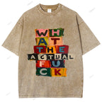 Unisex Letter Graffiti Printed Washed Tee