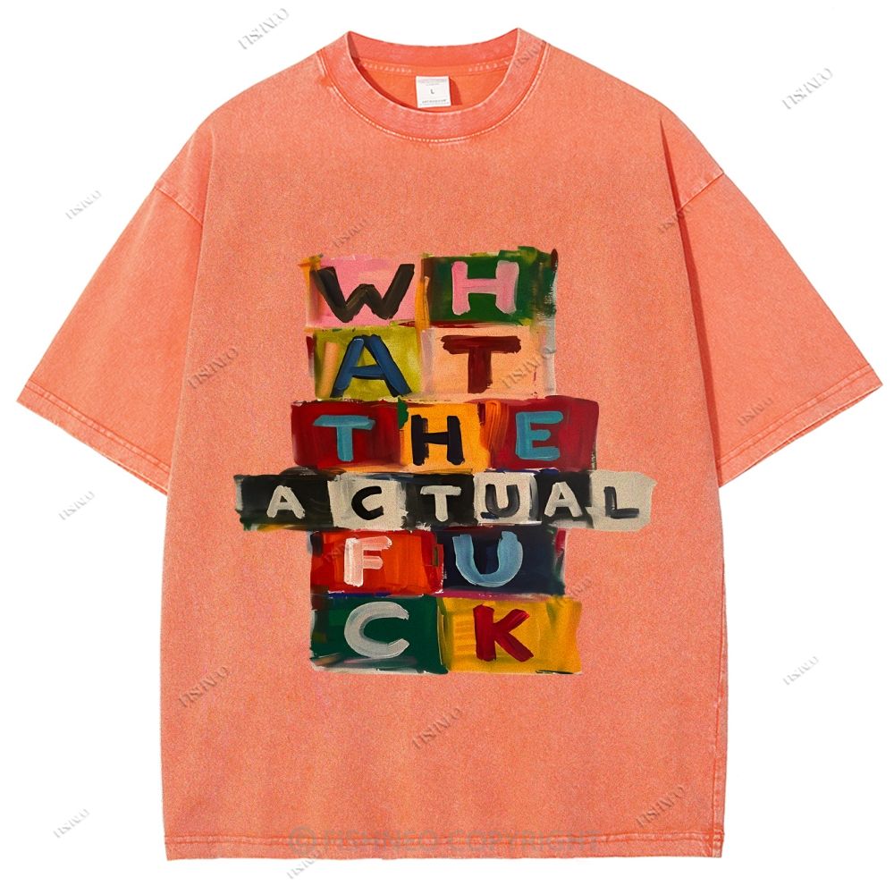 Unisex Letter Graffiti Printed Washed Tee