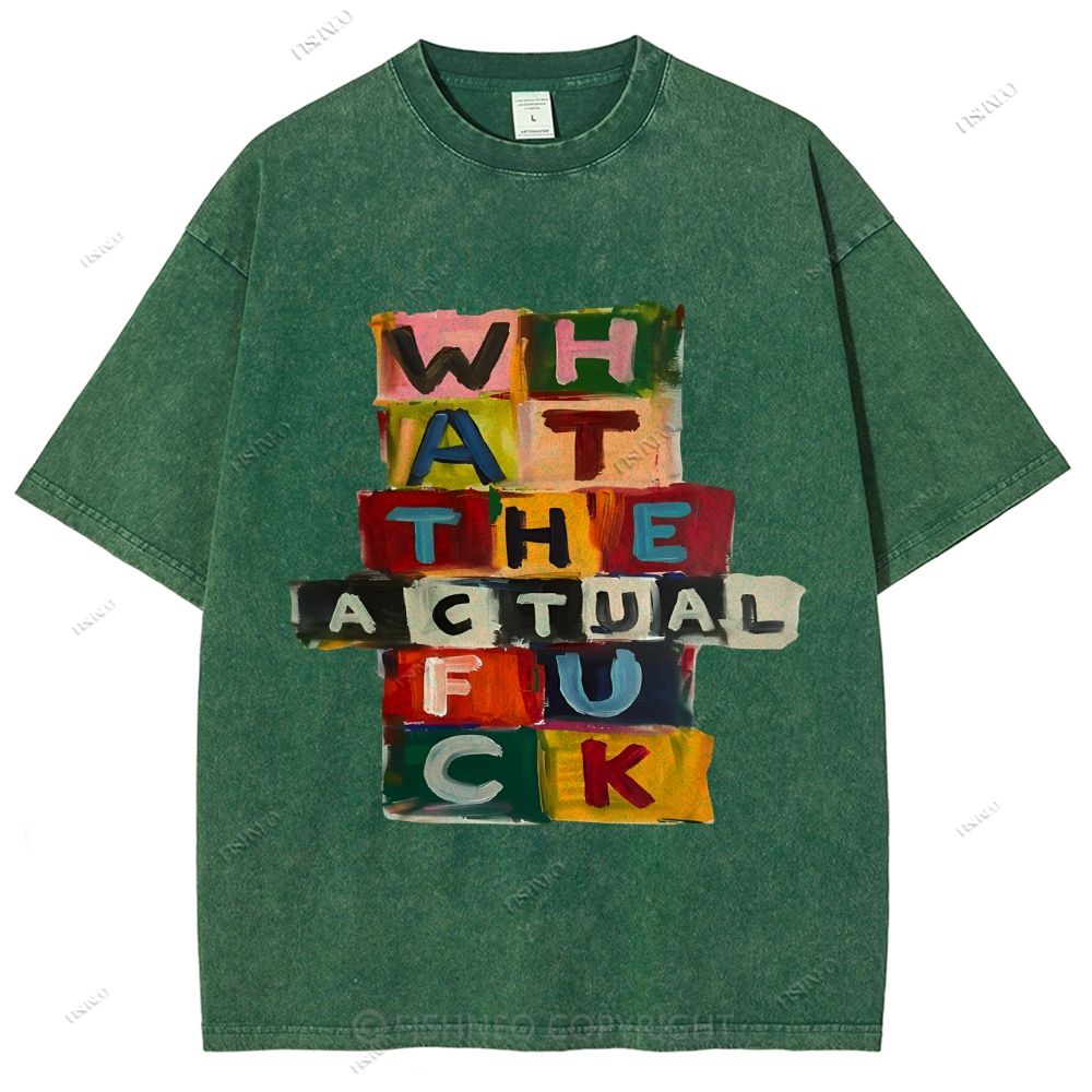Unisex Letter Graffiti Printed Washed Tee