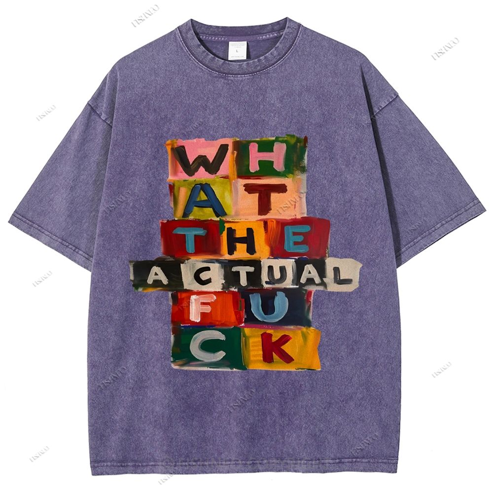 Unisex Letter Graffiti Printed Washed Tee