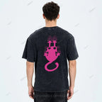 Unisex Japanese Cat Printed Design Back Washed Tee