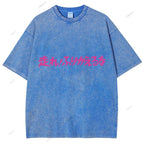 Unisex Japanese Cat Printed Design Back Washed Tee