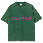 Unisex Japanese Cat Printed Design Back Washed Tee