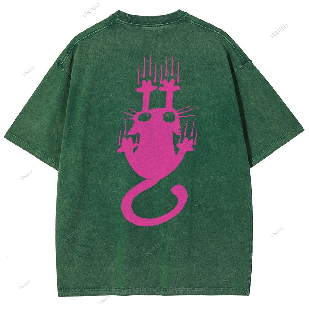 Unisex Japanese Cat Printed Design Back Washed Tee