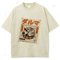 Unisex Japanese Bodhidharma Printed Washed Tee