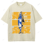 Unisex Japanese Fish Printed Washed Tee