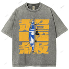 Unisex Japanese Fish Printed Washed Tee