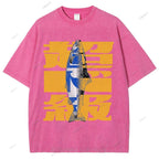 Unisex Japanese Fish Printed Washed Tee
