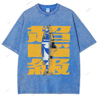 Unisex Japanese Fish Printed Washed Tee