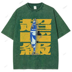 Unisex Japanese Fish Printed Washed Tee