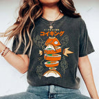 Unisex Fish Sushi Printed Washed Tee