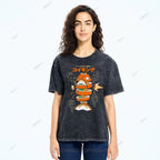 Unisex Fish Sushi Printed Washed Tee
