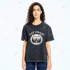 Unisex Cat Printed Washed Tee