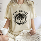 Unisex Cat Printed Washed Tee