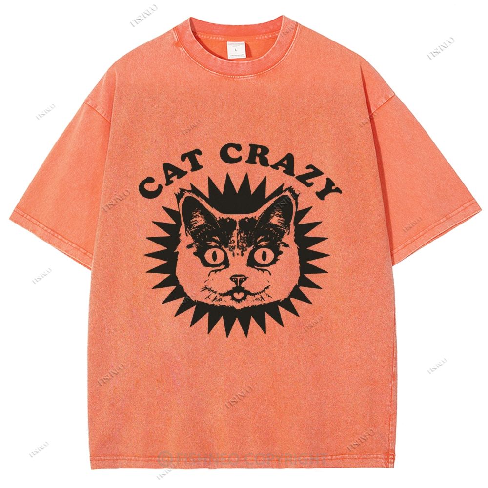 Unisex Cat Printed Washed Tee