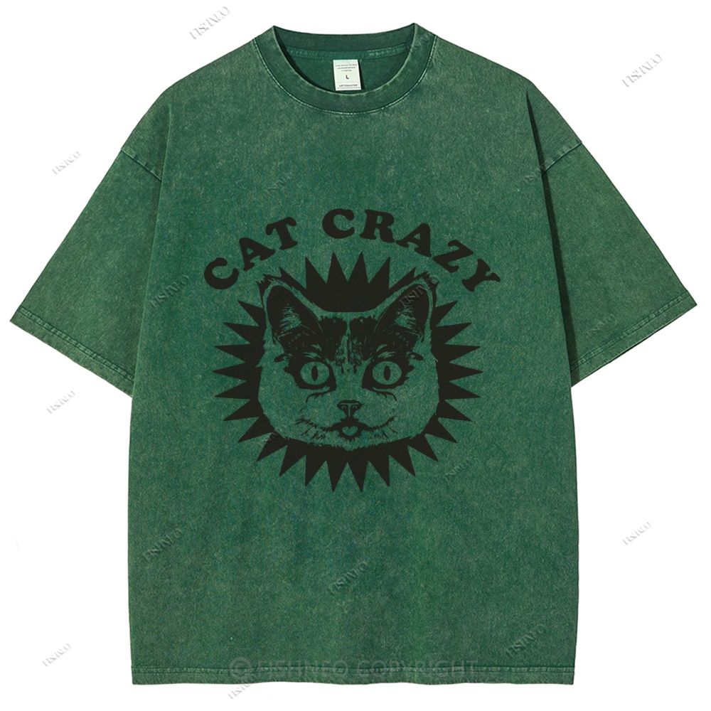 Unisex Cat Printed Washed Tee
