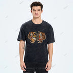 Unisex Cat Tiger Printed Washed Tee