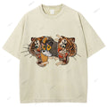 Unisex Cat Tiger Printed Washed Tee