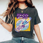 Unisex Japanese Wave Wine Printed Washed Tee