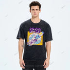 Unisex Japanese Wave Wine Printed Washed Tee