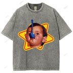 Unisex Child Printed Washed Tee